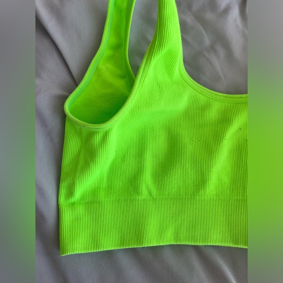 3/$10 ALL BRA TOPS!!! neon green urban planet ribbed bra top in size small - Picture 4 of 4